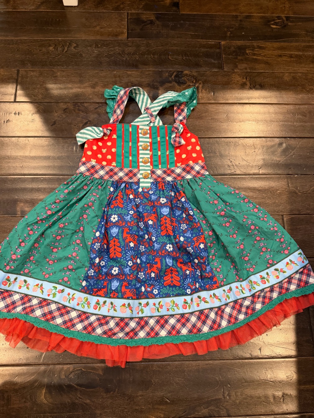 Matilda Jane Green, Blue & Red Patchwork Floral Costume Dress
